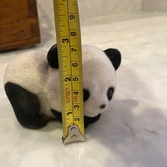 Vintage flocked panda (3) figurines - Picture 14 of 15